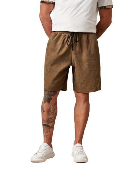 

extended sizes men drawstring waist slant pockets shorts 98hl#, White;black