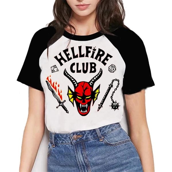 

stranger things season 4 t shirt women upside down eleven female graphic grunge hellfire club tshirt femme tee shirts 220712, White