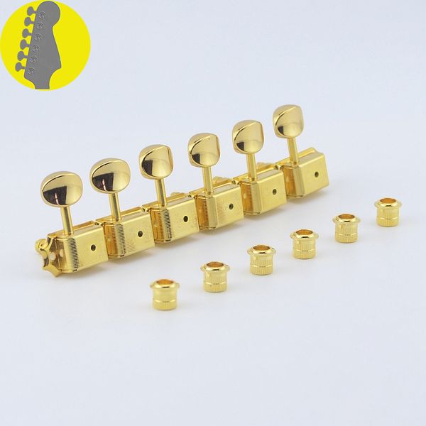

gold 6 in-line guitar locking machine heads tuners electric bass