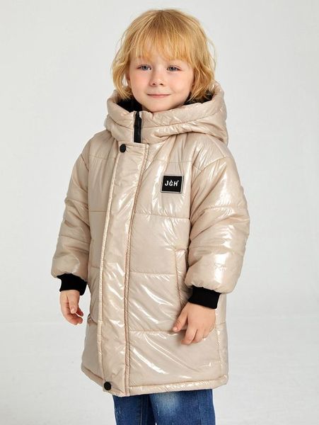 

toddler boys letter graphic patched detail hooded puffer coat she, Blue;gray