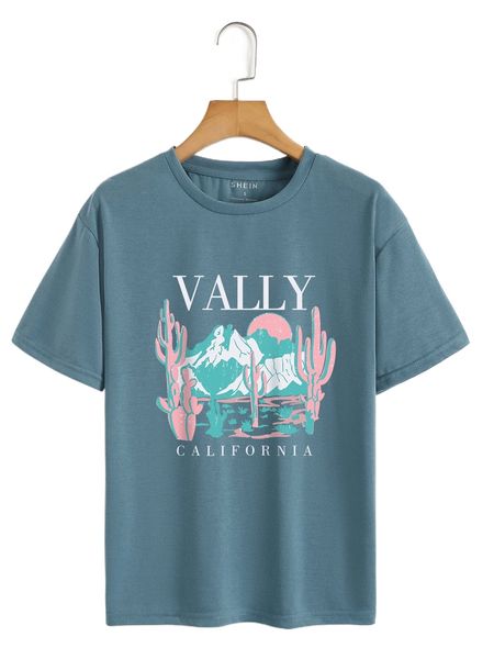 

cactus and letter graphic tee j1jv#, White