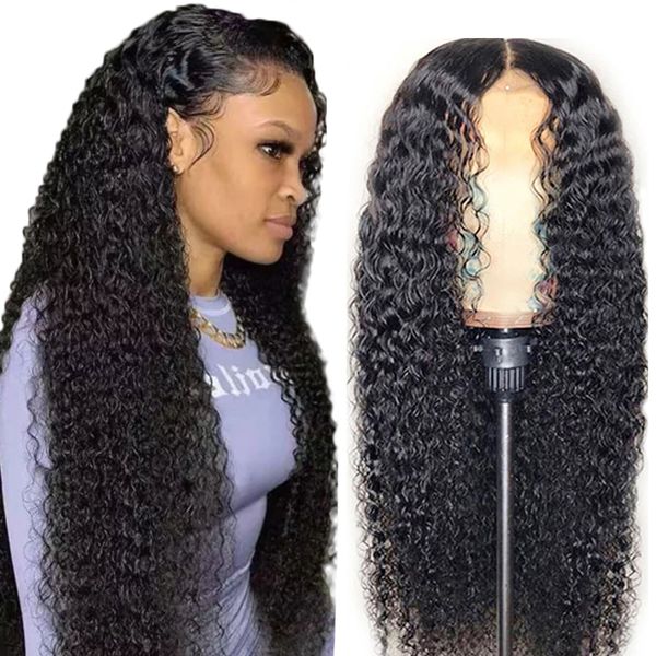 4x4 Wigs de fechamento de renda 180% de densidade brasileira de ondas profundas perucas de peruca frontal para mulheres