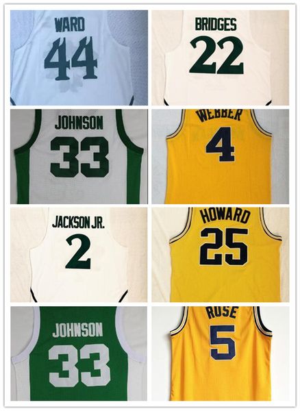 

2022 new design college michigan 44 ward 2 jr.4 webber 22 bridges 25 howard 33 basketball jersey trainers basketball jerseys yakuda, Black;red