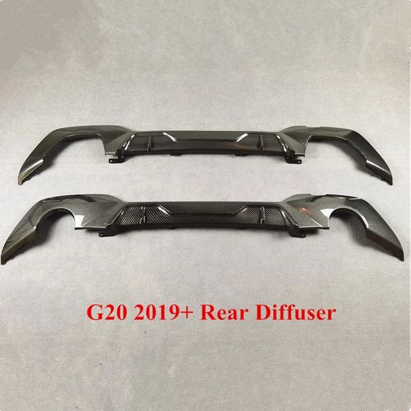 

2 styles rear diffuser lip spoiler body kits for bmw 3 series g20 20 19- carbon pattern rear bumper car accessories