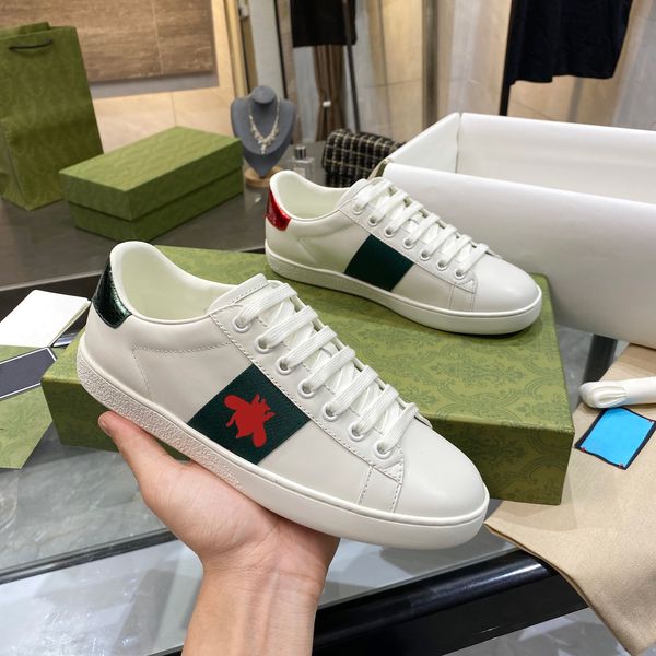 

leather bee casual shoes ace sneaker women white flat ggs''gg shoe green red stripe embroidered tiger snake italy couples trainers, Black