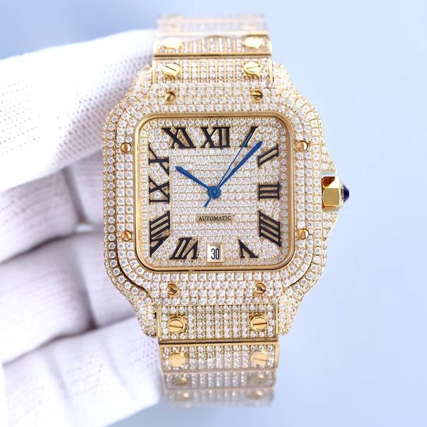 

montre de luxe diamond watch men watches automatic machine movement super luminous sapphire scratch resistant glass waterproof mosan moissan, Slivery;brown