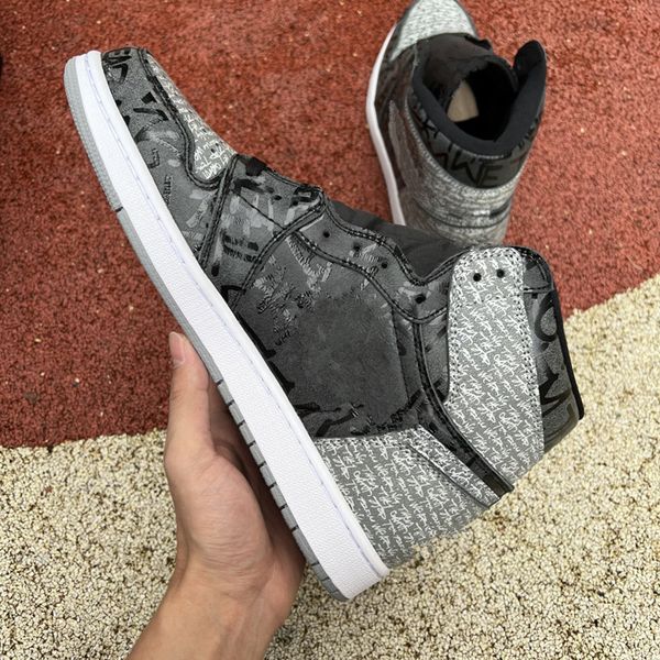 

1 high og rebellionaire men basketball shoes womens 1s black white-particle grey outdoor running sports 555088-036 sneakers size