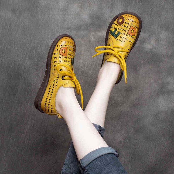 

sandals spring handsome british style leather lace up perforated women's shoes flat heel single hollow 0bz7, Black