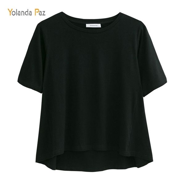 

yolanda paz new oversized size women summer tshirts solid color loose oneck short sleeve mxxxxl good quality women 210320, White