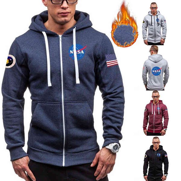 

new men's hoodie in autumn and winter nasa astronaut print slim coat, Black