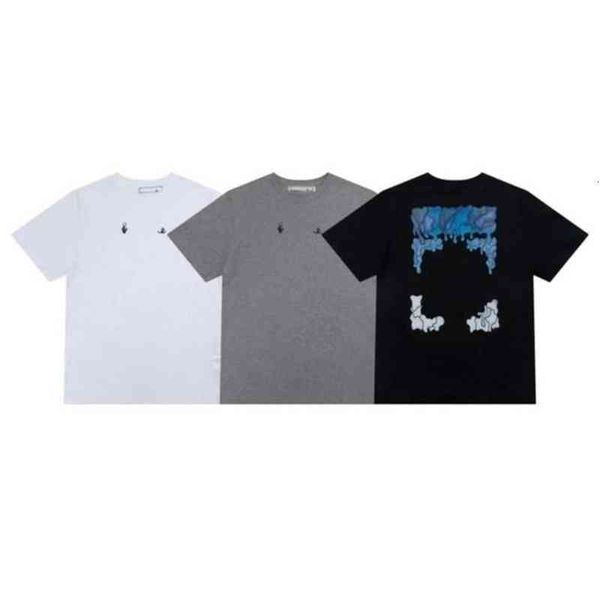 

mens designer fashion offs t shirts brand classic back arrow melt gradient t-shirt luxury 3d letter print casual loose clothing women couple, White;black