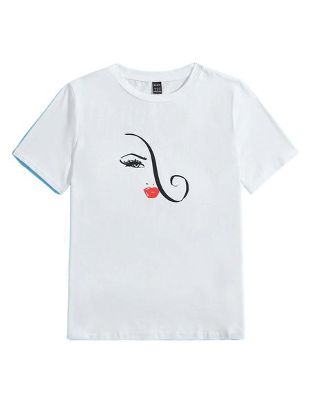 

x patrizia terranova figure graphic round neck tee s5qu#, White