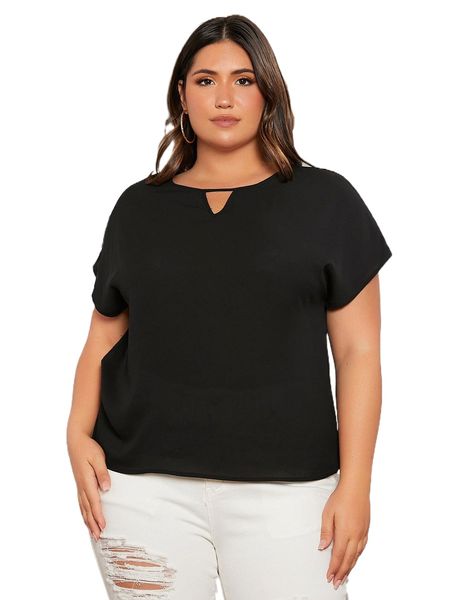 

plus solid keyhole neck f8lj#, Black