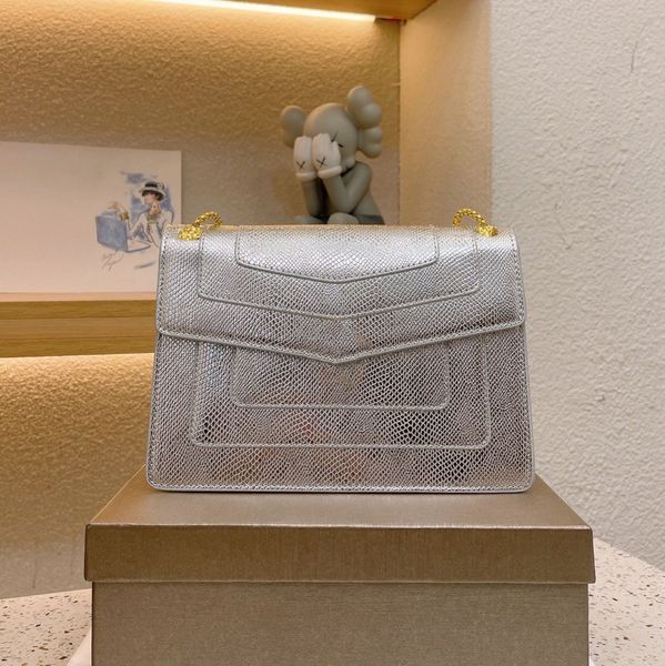 

italian designer ladies shoulder bags premium water snakes skin smart snake chain handle messenger bag classic flap design high-end charm fo