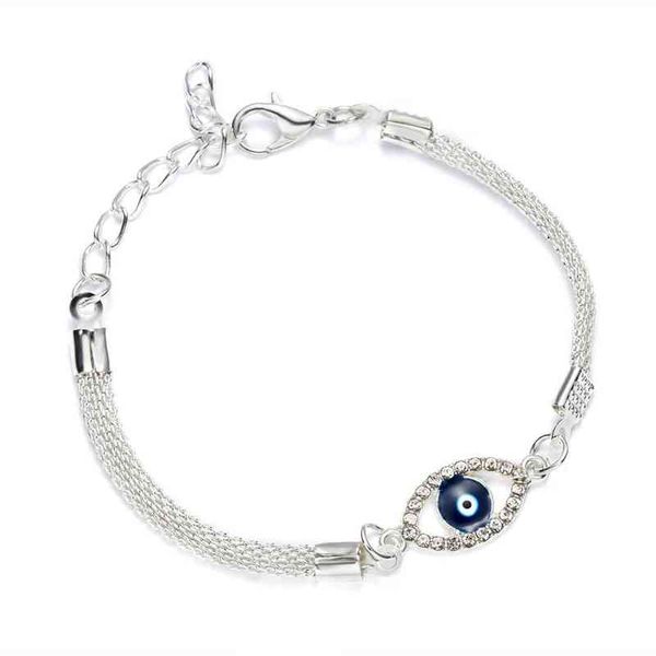 

trendy charm sterling evil blue ey starfish sier protection bracelet jewelry for women, Golden;silver