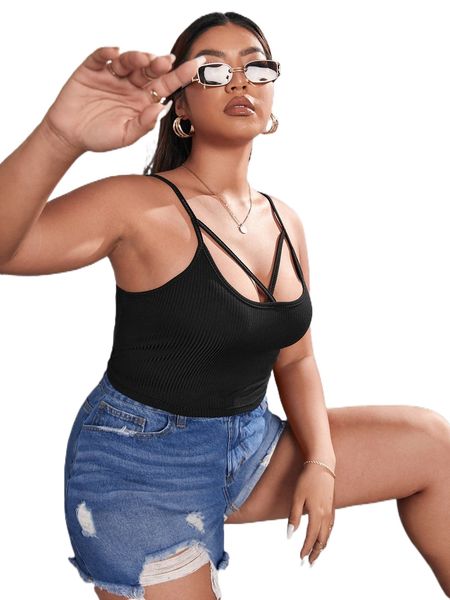 

plus cut out cami s3fh#, Black