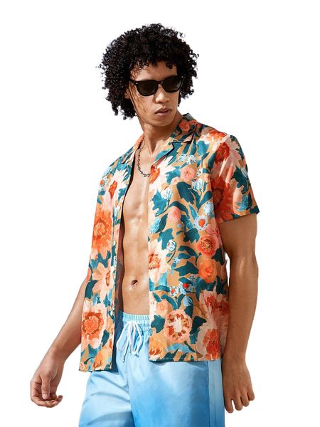 

men floral print shirt u5jd#, White;black