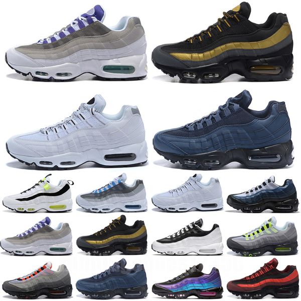 

95 mens running shoes 95s triple black cork greedy dark smoke grey light charcoal midnight navy mens women trainers sneakers 36-46, Black;brown