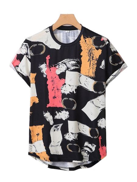 

men random statue of liberty print tee j5au#, White;black