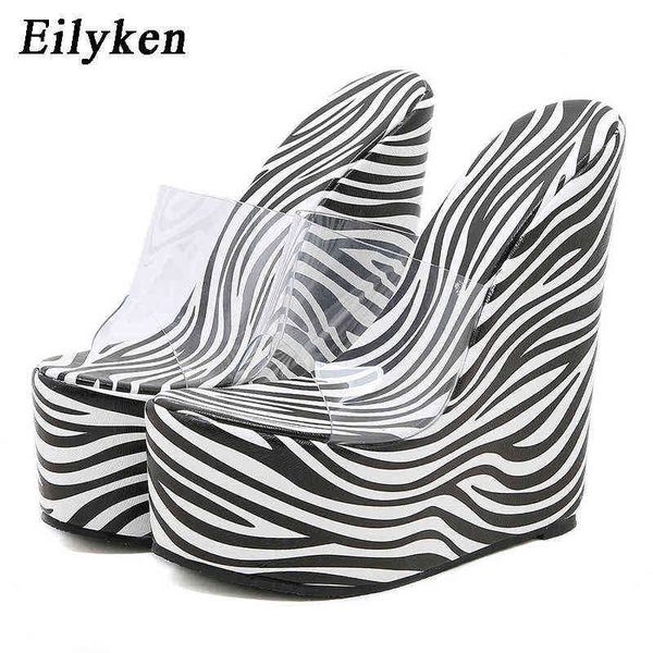 

eilyken new super pvc transparent zebra women wedge slippers roman open toe platform high heels sandals summer female shoes, Black