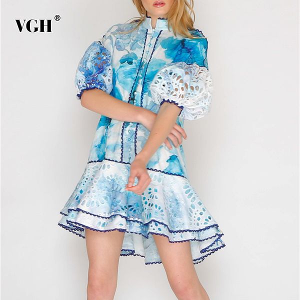

loose hit color summer dress for women stand collar short sleeve casual patchwork midi dresses female fashion clothing 210507, Black;gray