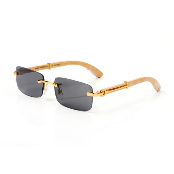 

designer sunglasses mens women sunglass square luxury brand glasses uv400 fashion buffalo horn sun glasses metal gold frameless rimless wood, White;black