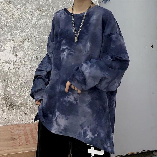 T-shirt da uomo T-shirt Harajuku a maniche lunghe Tie Dye Camicie grandi Abbigliamento uomo Moda 2022 T-shirt oversize Streetwear T-shirt per abiti da coppia