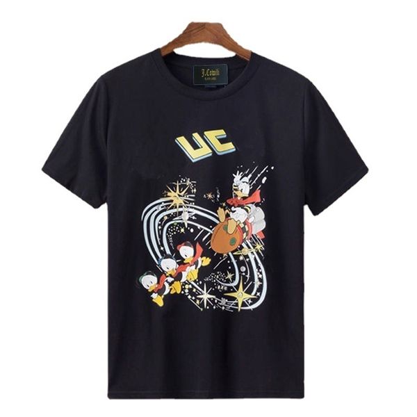 

summer new print donald loose women's t-shirt couple half sleeve fashion, White