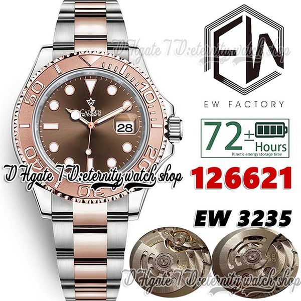 

ewf ym jh126621 th:11.5mm 3235 ew3235 automatic mens watch 72 hour power reserve 40mm chocolate dial 904l stainless two tone bracelet super, Slivery;brown