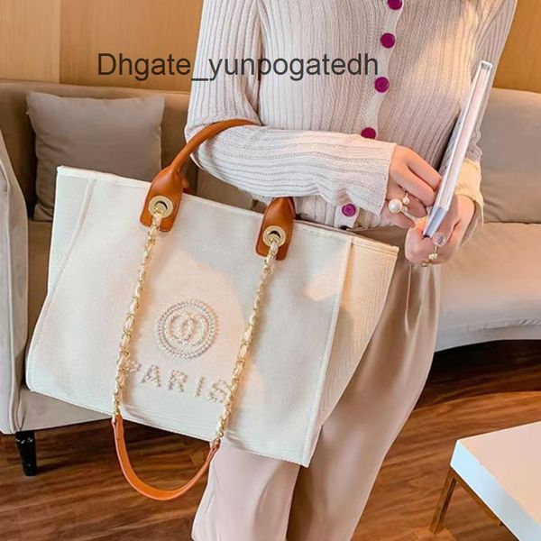 

fashion luxury designers beach bags brand ch women handbags pearl evening bag female canvas portable high-capacity classic trend big handbag, Black;red