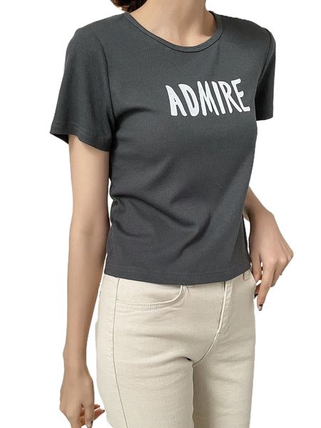 

dazy letter graphic ribbed knit tee c7bh#, White