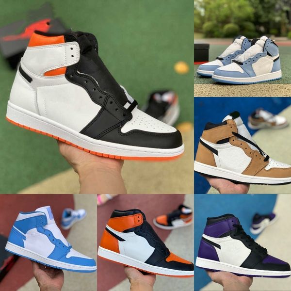 

jumpman 1 1s high sports basketball shoes men women stage haze stealth electro orange candy j balvin unc obsidian bio hack pine green dark m