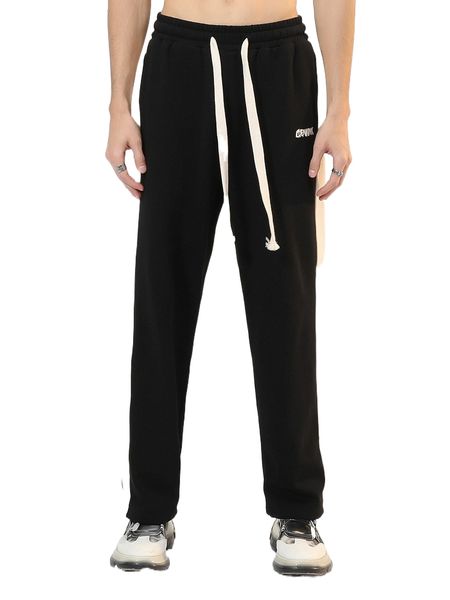 

men letter graphic drawstring waist contrast side seam sweatpants p9rz#, Black