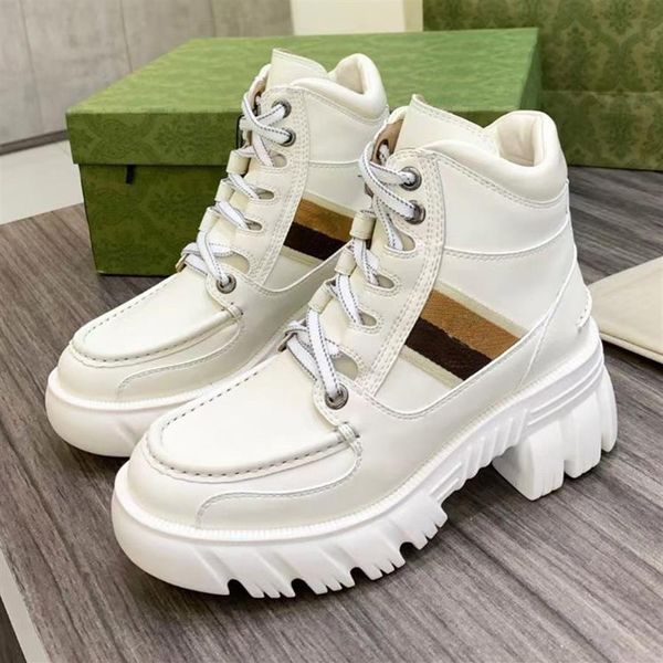 

interlocking boots leather check lace-up shoes ankle combat boot low heel martin booties luxury designers brands shoe factory foot249r, Black