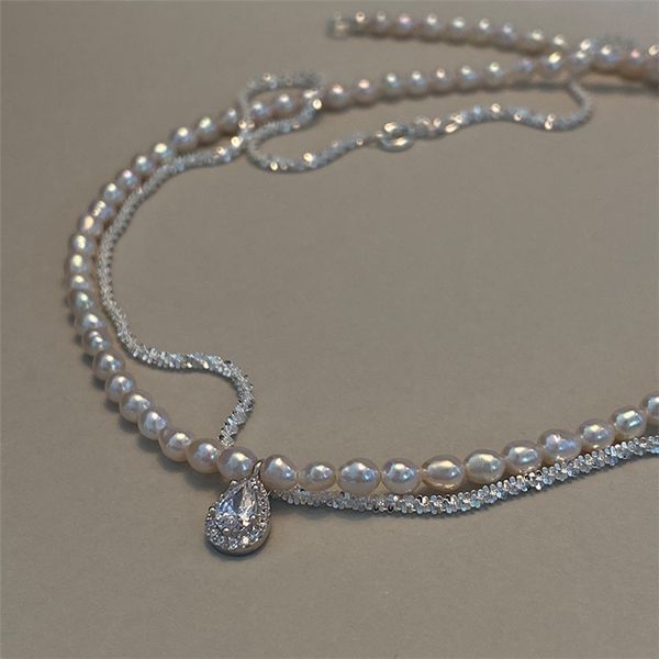

s925 silver natural pearl necklace is the same as french and clavicle chain