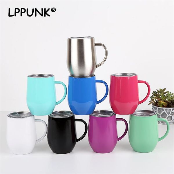 

2018 12oz bpa double wall stainless steel milk drinking beer swig wine cup creative egg shape coffee tea mug with handle c181245j