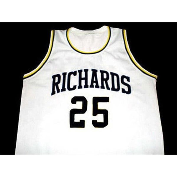 SJZL98 # 25 DWYANE WADE Richards Lise Basketbol Formaları Beyaz Retro Klasik Erkek Dikişli Özel Numarası ve Ad Oyunları