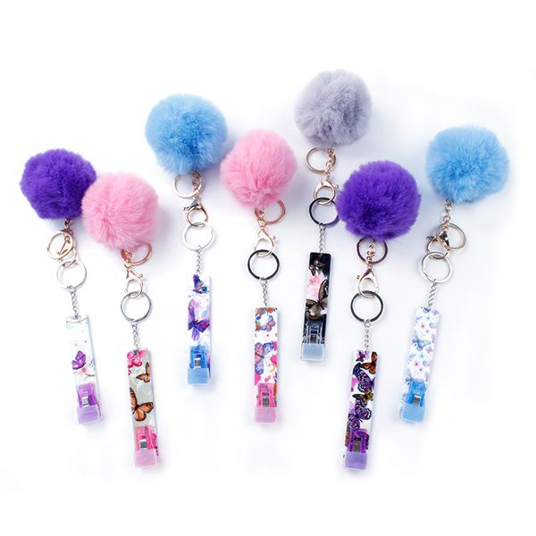 Бесконечная банковская карта Grabber Party Hamp Long Nail Keychain DIY Keyring с плюшевым мячом