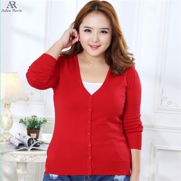 Suéter feminino cardigan plus size malha de suéter crochê feminino casual decote em vil cardigãs tops 4xl 5xl 201223