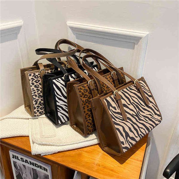 

leopard texture handbag big bag autumn winter tote bag large capacity fashionable one shoulder women's bag 220513