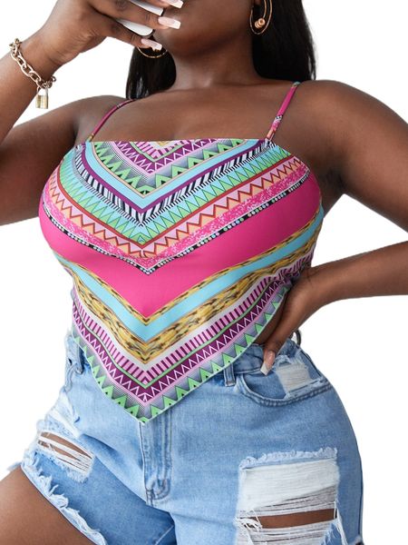 

plus allover print hanky trim bikini u2bx#, Black