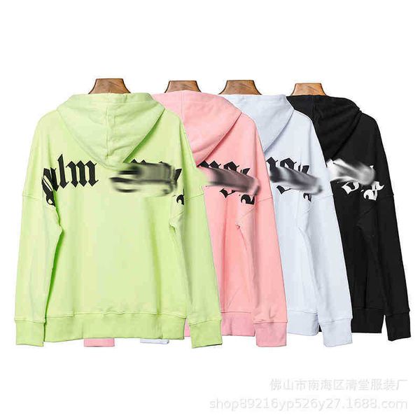 

european and american designer palmangel hoodies brand loose chao hooded sweater men and women lovers sanskrit back hoodie coat, Black