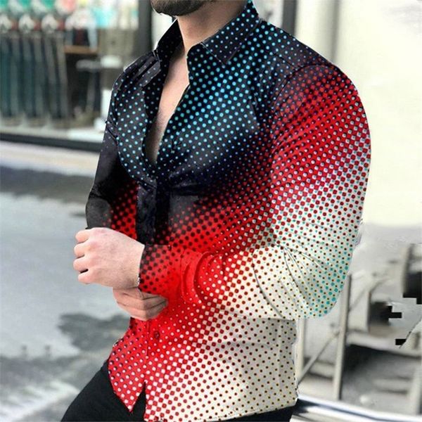 

men fashion shirts turn-down collar buttoned shirt streetwear spring autumn men's casual digital printing long sleeve 220323, White;black