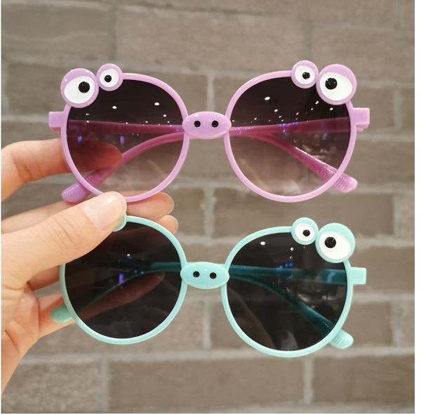 Venta al por mayor, gafas de sol de dibujos animados para niños, gafas de sol de rana, gafas para niños, gafas Anti-UV, montura de gran tamaño, Adumbral ornamental