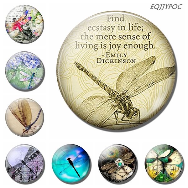 Dragonfly Buzdolabı Mıknatıs Beyaz Tahta Blackboard 30mm Cam Cabochon Karikatür Hayvanları Manyetik Buzdolabı Stickers Ev Dekor