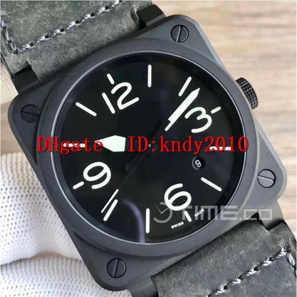 

new br03-92 mens watches nightlum real ceramic watch edition black dial miyota 9015 mechanical sapphire crystal water resistant me2353, Slivery;brown