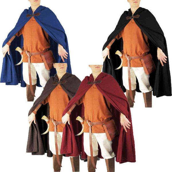 Mulheres medievais homens vintage gótico capuz casaco casaco halloween vampiro vampiro diabo wizard cape viking robe party cosplay vêm l220714