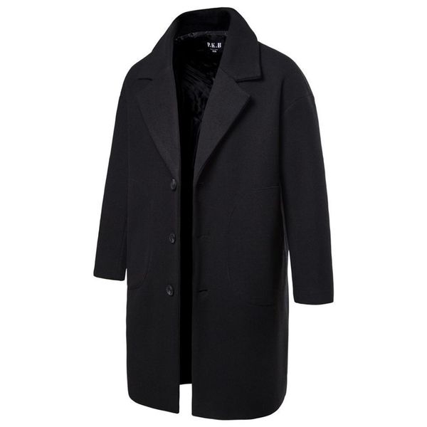 

men warm business overcoat mens stylish woolen jacket parka lj201106, Black