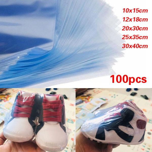 Bolsas de armazenamento 100pcs PVC PVC Impermeável aquecimento Bolsa de filme do ventilador de água de boca plana Salinha de vedação azul Transparente alimentos de plástico BagSto