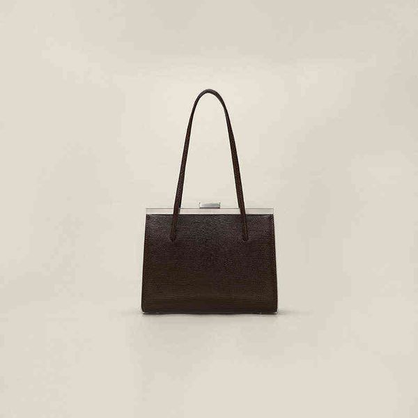 

handbag shijian coffee color leather 2022 new embossed women's bag mini 11120 0722
